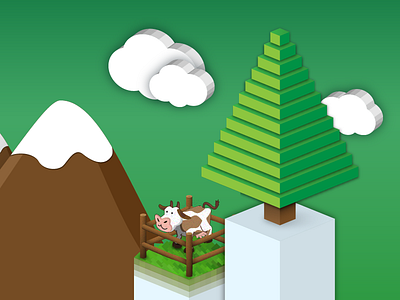 Dauup - what we do? clouds cow farm green parallax tree