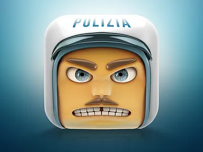 Second shot! 3d angry character cinema4d cop fun icon ios lowpoly photoshop police rounded