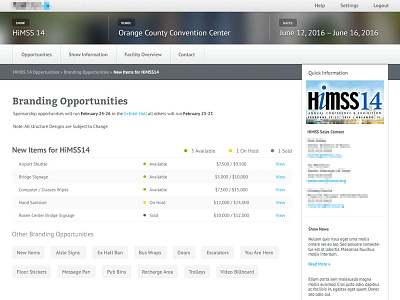 Branding Opportunities bitter pt sans trade show web app