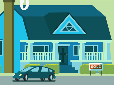 Sold bungalow car craftsman illustration porch prius real estate retro seattle sold vector