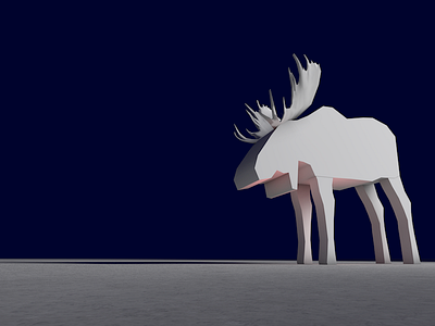 Blocky Moose 3d animal antlers blocky dark landscape lighting moose render subtle texture white