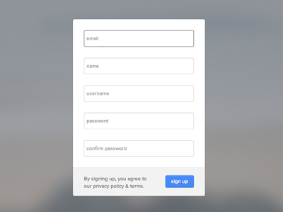 Sign Up Form blurred design field form sign up ui ux web website