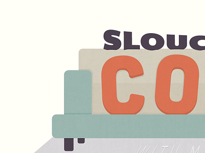 Slouch couch green orange purpley brown type vector