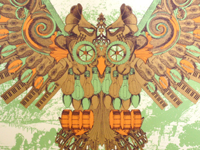 Owl animal collage gigposter illustration music owl wilco