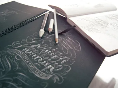 Design Montage | Sketches calligraphy chalk chalktype design handdrawn lettering paper pencil sketches type typography