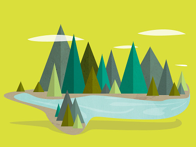 Take Me Away float floating illustration island lake minimalistic mountains river triangles