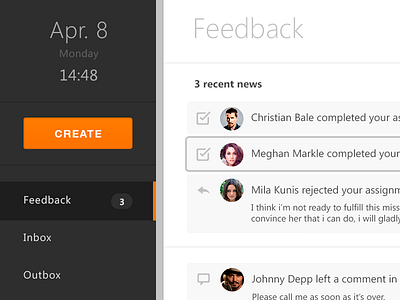 Feedback clean feedback flat icons layout minimal orange task task manager ui web website