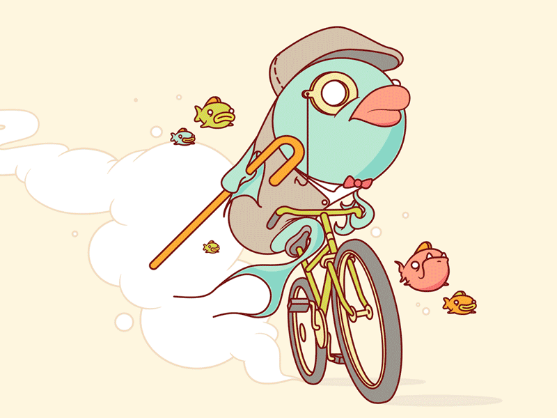 Fish on a Bike [GIF] bike digital fish gif illustration makingof popart surreal urban vector