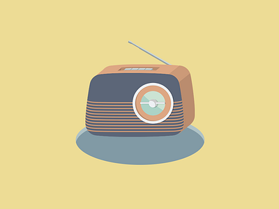 Radio flat icon illustration radio subtle yellow