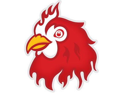 Saikou animal chicken farm flames food grill illustration saikou