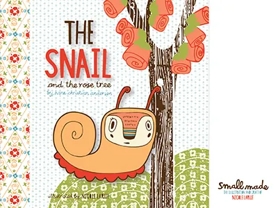 The Snail & The Rose Tree Book Cover book book cover color flowers illustration nicole larue pattern roses snail texture trees