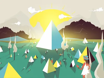 Glastonbury Returns animation bbc camping film glastonbury motion music festival pyramid stage summer sunrise tents triangles