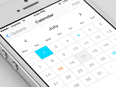 iOS7 Calendar calendar design ios7 ui