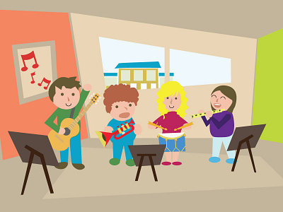 After school musical jam fun illustration kids music vector