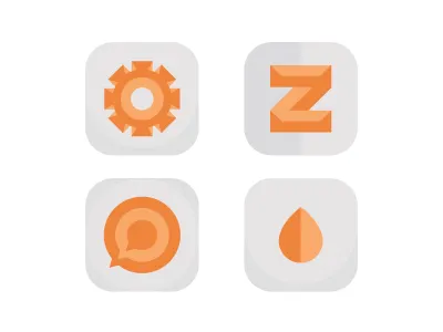 Bevel Icons bevel clean cog comment drip drop flat icons sleep talking