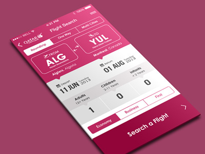 Flight App Iphone IOS 7 #V2 7 airways app flat flight ios iphone mobile qatar ui ux