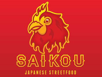 Saikou animal chicken farm flames food grill illustration saikou