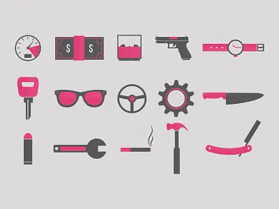 Icons Illustrations for upcoming project car duel tone flat gun icons money simple vector