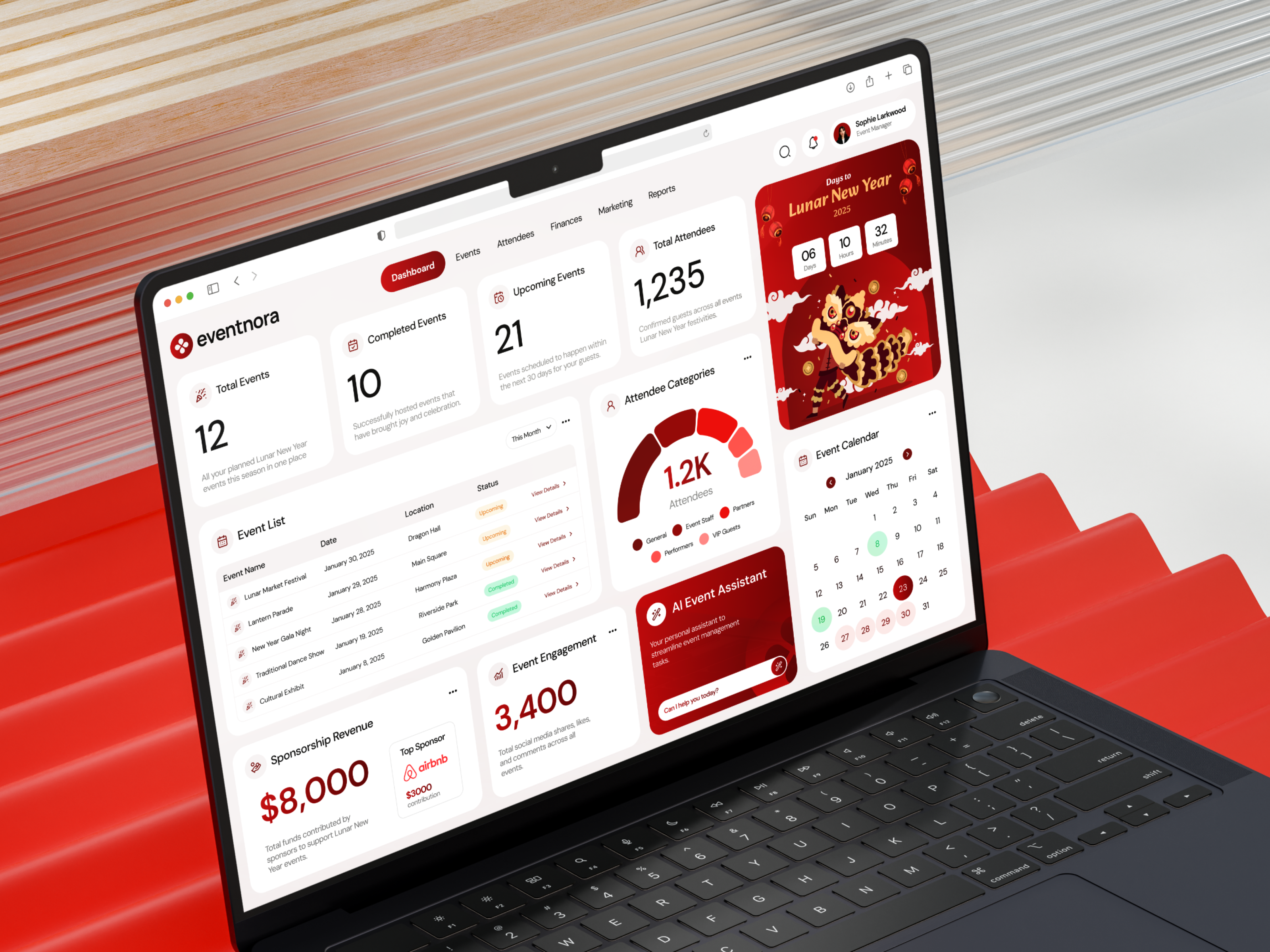 Eventnora - Dashboard Manager for your Event analytics b2b calendar chinese cny dashboard date dpopstudio dragon event eventnore imlek management new year red ridwan soleh ui year