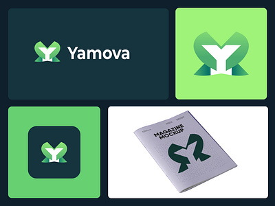 Yamova - Logo Design 3d abstract logo branding creative logo design graphic design green icon illustration letter mark logo logo design love icon m modern logo symbol unique logo visual identity design y yamova