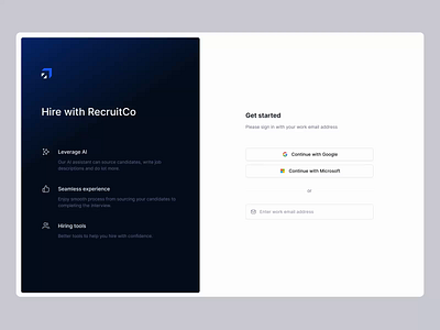 AI Recruitment App Onboarding ai interaction minimal onboarding recruitment web