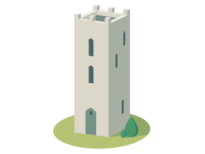 Château fort animation architecture gif illustration isometric loop vector