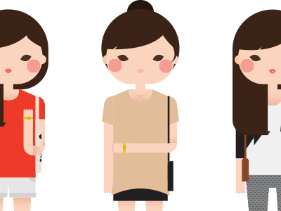 Daily Color Block character design daily color block fashion girls hairstyles illustration outfits vector