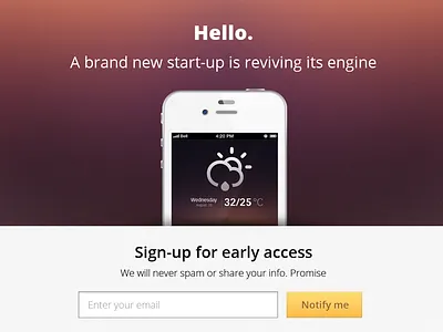 Hello Coming Soon Template app presentation buy themeforest coming soon count down download free psd hello iphone newsletter showcase subscribe under construction template
