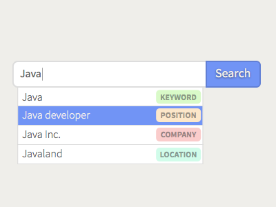 Tagged search box dropdown sketch