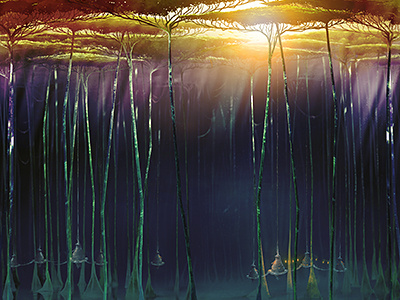 Jungle art atmosphere digital painting dirclumsy forest illustration jungel peter nagy photoshop trees