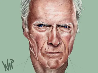 Clint Eastwood (WIP) digital painting drawing face illustration painting portrait process wip