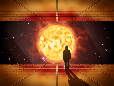 Space Travel man outer space space travel spaceman spaceship sun vector