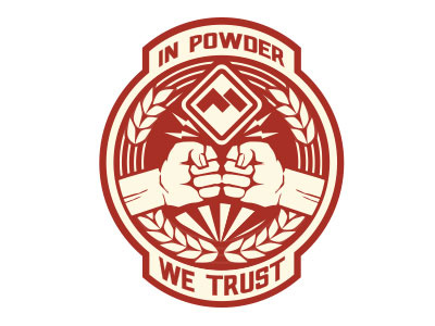 Powder Mountain propaganda patch fist logo mountain patch powder ski snowboard typography