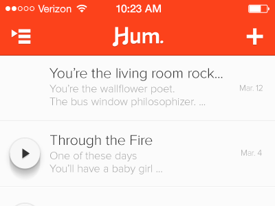 Hum iOS 7 Interface app hum ios 7 iphone