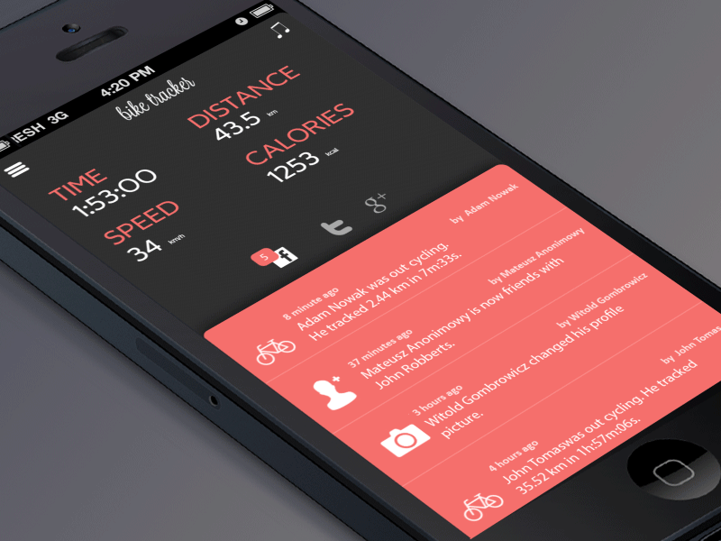 BIKE TRACKER - slide gif animation app application bike colours design flat gif mobile tracker ui ux