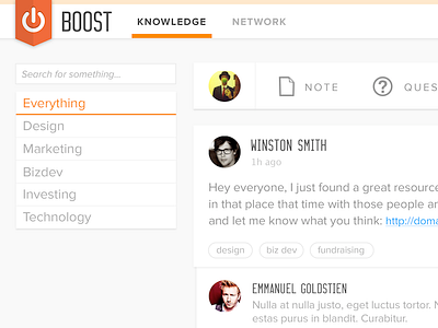 Boost app comment interface post tag ui ux web