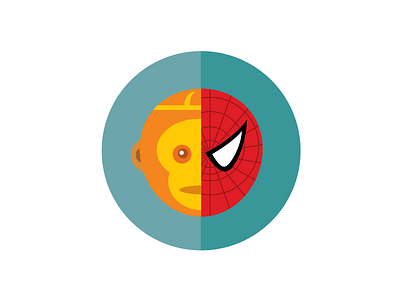 Monkeykingvsspiderman cute fun graphic icon illustration