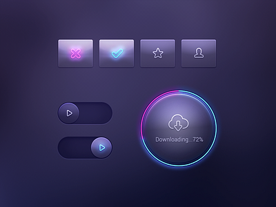 Neon UI Elements line icons neon transparent ui