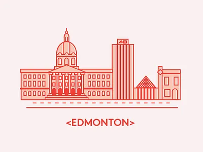 Edmonton Geometric Line Illustration architecture building city geometric illustration letterpress line minimal minimalist modern red simple