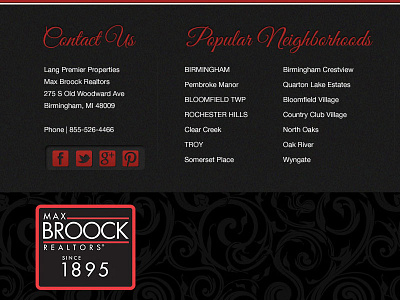 Lang Premier Properties custom footer luxury mi ornament realty social website