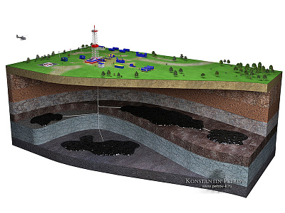 oil extraction 3d 3d rendering cutaway industry layers oil underground
