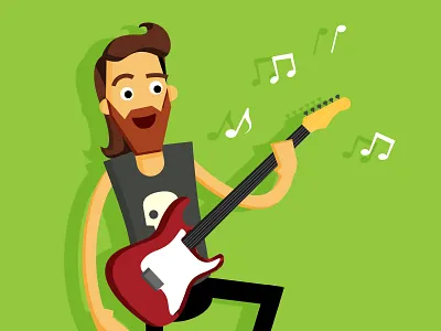 Character styleframes 2 beard green guitar man metal music rock