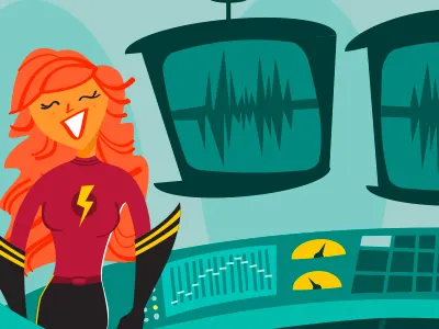 Space Girl at Control Panel centrikid illustration space