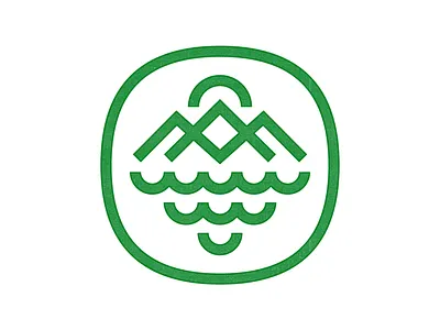 Outdoorsey Mark illustration logo mark mountains nature outdoors sun thick lines water