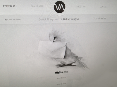 Visio Art - Portfolio Relaunch (Contact) about bird design email grey me message portfolio relaunch website write