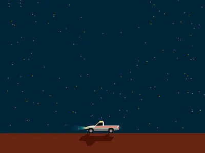 Late Night Delivery illustration night stars truck