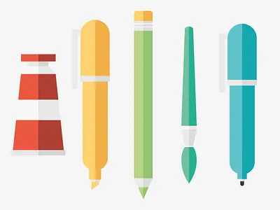 Pencil icons brush color icons paint pen pencil