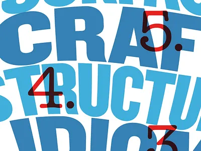 The Six Steps blue knockout poster quote red type