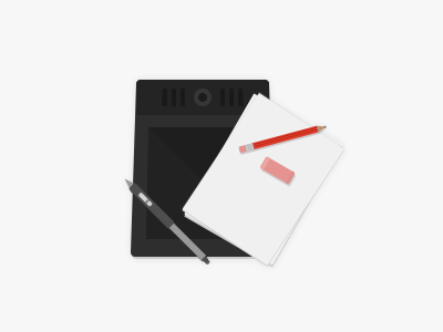 Illustration Symbol illustration paper pen pencil rubber wacom