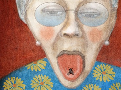 Old Lady vs Fly illustration